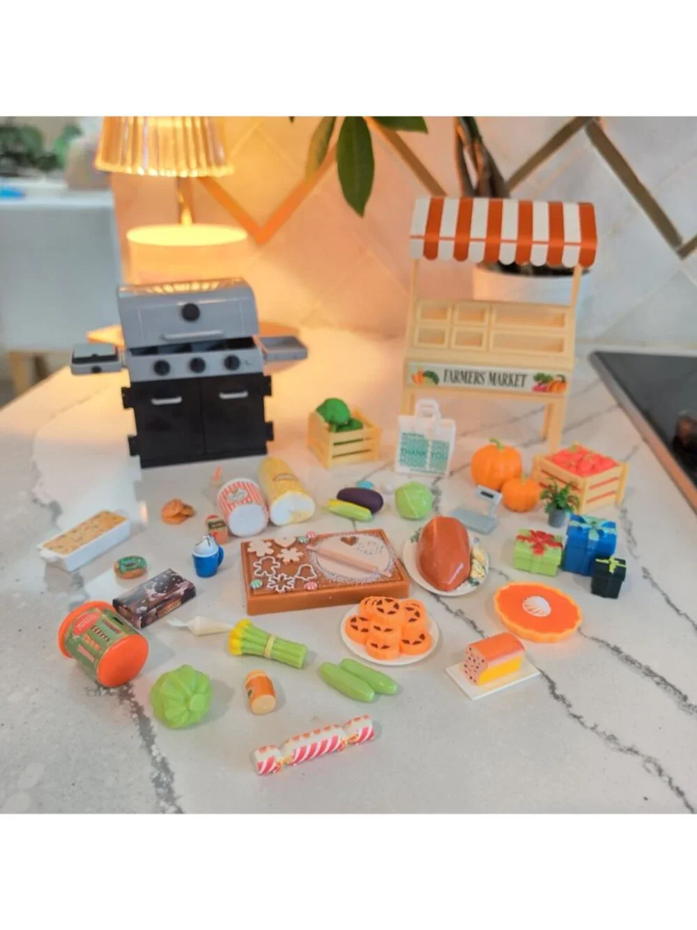 Miniature Farmers Market Playset Grill Food Accessories perfect ELF ON THE SHELF